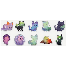  Starry Sky Cat Stickers 10's - Sold Assorted